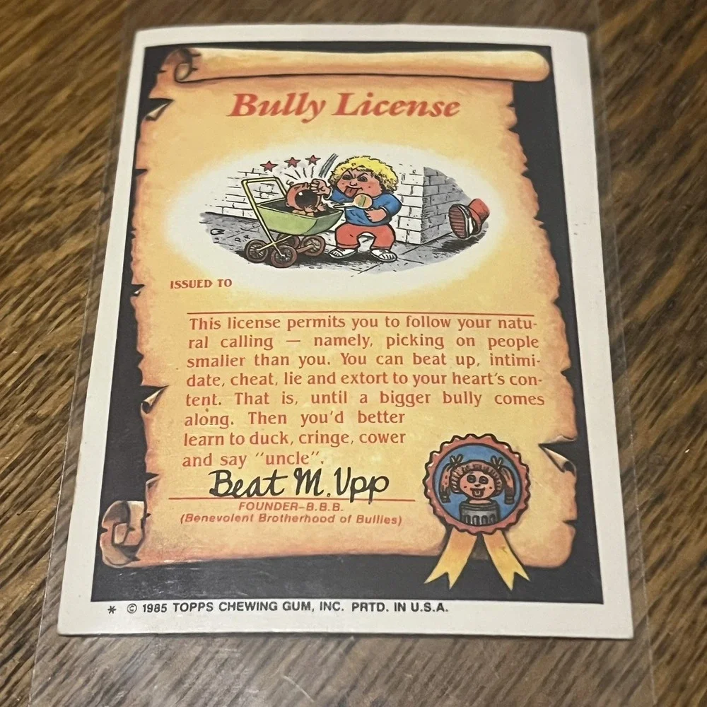 Vintage MAD MAX 1985 Garbage Pail Kids Series 2 - #72a GPK  BB2